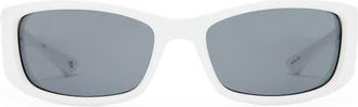 Le Specs Du Jour 60mm Rectangular Sunglasses in Optic White /Smoke Mono at Nordstrom