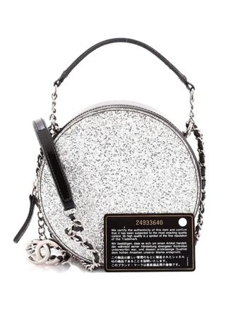 Chanel Evening On The Moon Round Evening Bag Glittered PVC with Patent Mini crossbody bag - Nero