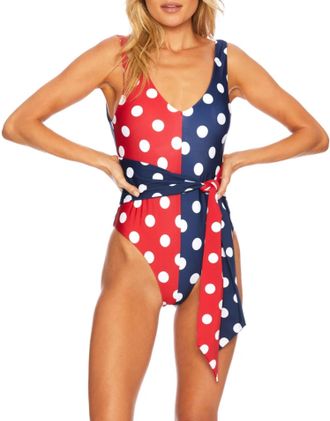 Beach Riot Samira One Piece In Patriotic Polka Dot