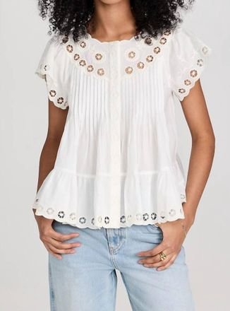 Sea New York Arabella Embroidery Flutter Sleeve Tank Top In Cream