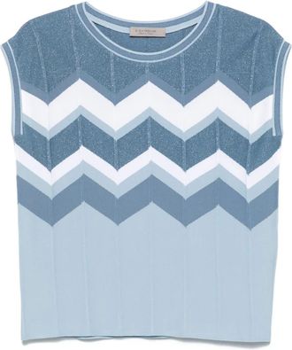 D.exterior Gilet in maglia con motivo chevron - Blu