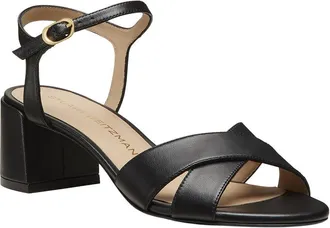 Stuart Weitzman Dayna Block 50 Leather Sandal