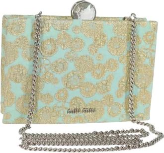 Miu Miu Pre-owned Katoenen Schoudertas - Dames - Vintage Clutch - Blauw - ONE Size - Katoen - Vintage
