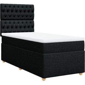 vidaXL Cama Box Spring Con Colch&oacute;n Tela Negro 90x190 Cm Vidaxl