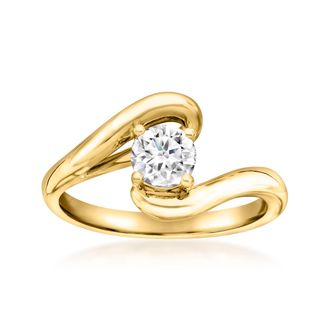 Ross-Simons Lab-Grown Diamond Swirl Bypass Ring in 18kt Gold Over Sterling