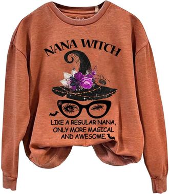 Generic My Orders Recent Orders Placed By Me Halloween Sweatshirt Women Womens Fashion Casual Letter Halloween Printed Round Neck Long Sleeve Top Sweatshirt O