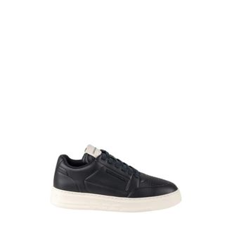Emporio Armani Leren Sneakers - Heren - Sneakers - Blauw - 39 EU - Leer - Schoenen