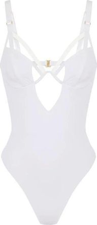 Elisabetta Franchi Badmode, Dames, Wit, XL, Lycra One-piece Badpak