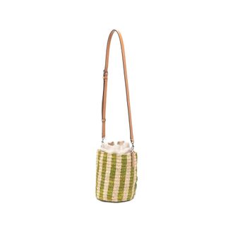 Valentino Garavani Striped Raffia Bucket Bag - Green