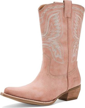 Frye and Co. Irlene Short Deco Stitch Cowboy Womens Boots Dusty Pink : 8.5 M, Suede