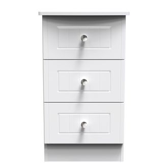Welcome Furniture Monroe Ready Assembled Bedside Table with 3 Drawers - White Matt / White - Welcome Furniture | TJ Hughes