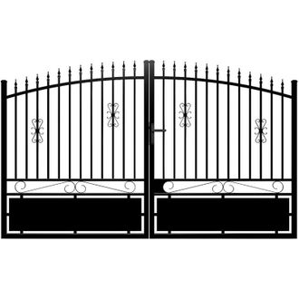 Vente-Unique Portello a battente L350 x H160/180 cm in Alluminio Nero - NERBIS