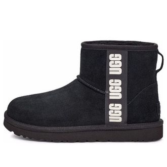 UGG (WMNS) UGG Mini Side Logo Black White 1122558-BWHT