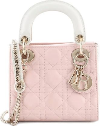 Dior Lady Dior Chain Bag Cannage Quilt Lambskin Mini satchel - Roze