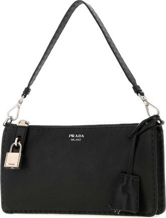 Prada Mens Black Leather Card Holder Nero Cover Accessory