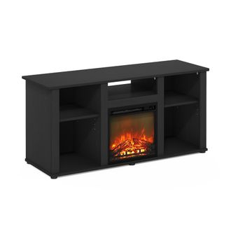 Furinno Fireplace TV Entertainment Center with Open Storage Compartment for TV up to 55