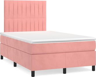 vidaXL Vidaxl - Cama Box Spring Con Colch&oacute;n Terciopelo Rosa 120x190 Cm