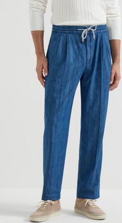 Brunello Cucinelli Lightweight denim trousers in Medium Denim at Nordstrom, Size 46 It
