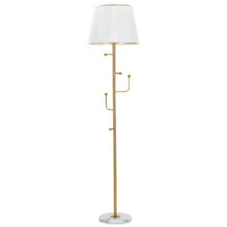 Dmora L&aacute;mpara de pie Tano, Luz de suelo, L&aacute;mpara de piso, L&aacute;mpara est&aacute;ndar, 41x41 h173 cm, Blanco y Oro - Dmora