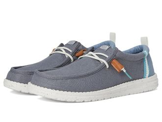 Hey Dude Wally Summer Linen Mens Lace-up Boots Monument Grey/Faded Denim : 14 M, Leather/Linen/Rubber