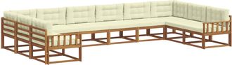 vidaXL Conjunto De Sof&aacute;s De Exterior 10 Uds. Natural Y Crema Vidaxl