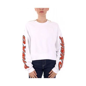Pinko Nausicaa Sweatshirt - Dames - Sweatshirts - Wit - M - Katoen - Hoodies & sweatvesten