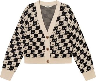 Dedicated Cardigan Kanan Pepita Cats Cardigan f&uuml;r Damen | beige