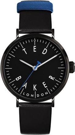 Ted Baker Gents Leather Strap Watch, 41mm in Black at Nordstrom Rack