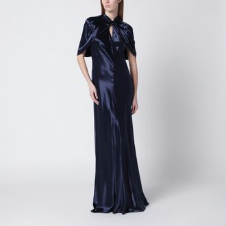 Alberta Ferretti Long blue dress in shiny satin