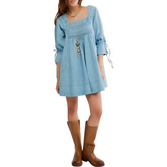 Free People Sonora Chambray Minidress in Cornflower at Nordstrom Rack, Size Small