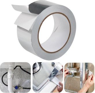 OEM 1 Rollo De Cinta Adhesiva, Cinta De Papel De Aluminio, Adhesivo Resistente Al Aceite, Impermeable, Aislante, Inodoros (3 Cm X 50 M, Plateado)