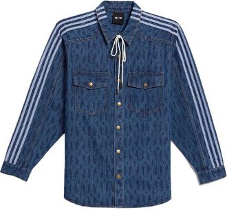 adidas originals x IVY PARK Crossover Stripe Solid Color Denim Blue Shirt H61704