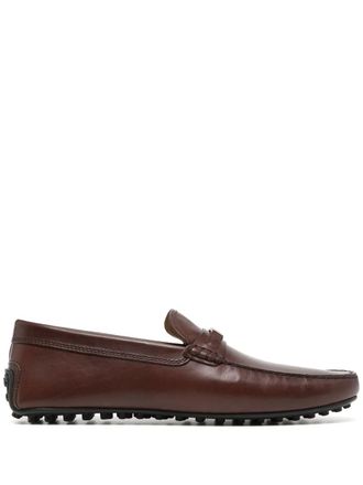 Tod's logo-plaque leather loafers - Brown