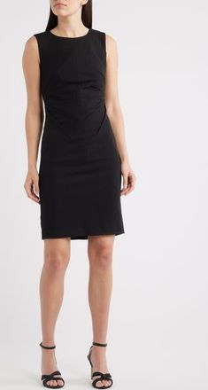 Anne Klein Radiant Pleat Scuba Crepe Sheath Dress in Anne Black at Nordstrom, Size 12