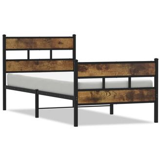 Berkfield Home Metal Bed Frame without Mattress Smoked Oak 107x203 cm in Brown