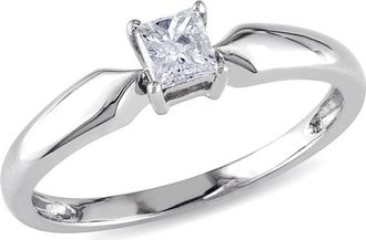 Amour 1/4 CT TW Princess Cut Diamond Solitaire Engagement Ring In 10K White Gold