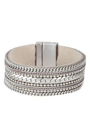 Saachi Leather Chain Bracelet in Silver at Nordstrom Rack