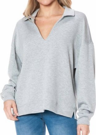Ariella Collared Scuba Pullover In Heather Grey
