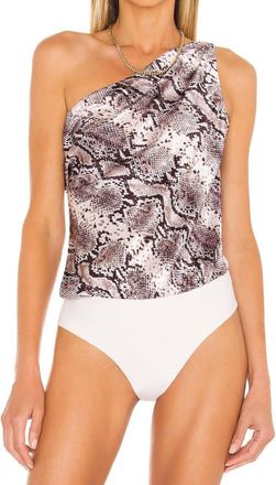 Cami NYC Darby One Shoulder Bodysuit In Berry Snake