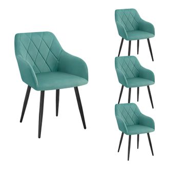 Woltu Sillas De Comedor Silla Reposabrazos Silla Tapizada Con Respaldos Sillas Nordicas Silla Para Comedor Sal&oacute;n Dormitorio Cocina Pasillo Turquesa Terciope