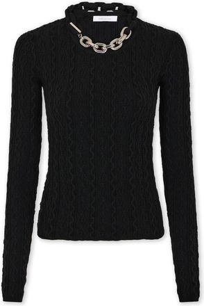 Paco Rabanne Trui van wol - Dames - Ronde hals truien - Zwart - L - Wol - Truien & Vesten