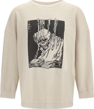Our Legacy Mens Sweatshirt Angry Fan Mail Beige Multicolour Cotton Sweatshirts Sweater