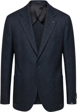 Lardini Blazer met broche-detail - Heren - Blazers - Blauw - L - Katoen - Jassen