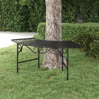 vidaXL Banco De Jard&iacute;n De Acero Negro 113 Cm Vidaxl