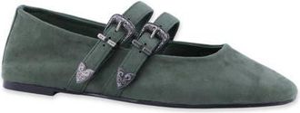 Shushop Albany Faux Leather Flat in Sage Suede at Nordstrom, Size 6.5
