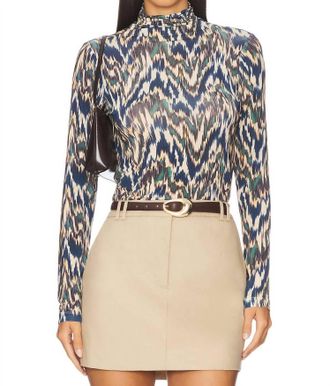 Ulla Johnson Aurelia Long Sleeve Turtleneck Top In Riverslate