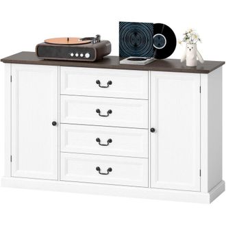 HOMCOM Mobile Cucina Stile Vintage con 4 Cassetti e 2 Armadietti Legno Bianco