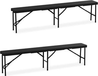 Relaxdays Relaxdays - Set of 2 Picnic Benches, Foldable, for Pub, Garden or Campsite, up to 150kg each, hwd: 42 x 100 x 25 cm, Black