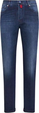 Kiton Blauwe Slim-Fit Jeans van Katoen - Heren - Slim Fit Jeans - Blauw - W34 - Katoen - Jeans
