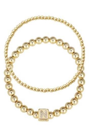 Adornia Set of 2 Gold Plated Stretch Bracelets in Gold-N at Nordstrom Rack